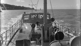 Black and white image of Helvick Head lifeboat, John and Lucy Cordingley, while on trials