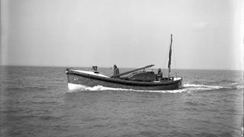 Black and white image of Kilmore Quay lifeboat, Ann Isobella Pyemont, while on trials