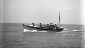 Black and white image of Kilmore Quay lifeboat, Ann Isobella Pyemont, while on trials