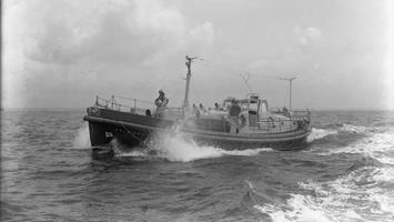 Black and white image of Howth lifeboat, A.M.T.