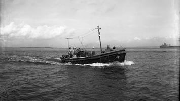 Black and white image of Kilmore Quay lifeboat, Cecil Paine, while on trials