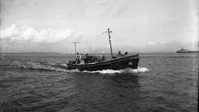Black and white image of Kilmore Quay lifeboat, Cecil Paine, while on trials