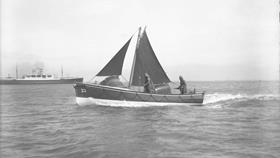 Black and white image of Poolbeg lifeboat, Helen Blake, while on trials, while on trials
