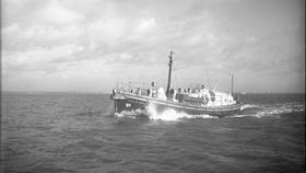 Black and white image of Rosslare Harbour lifeboat lifeboat, Douglas Hyde, while on trials