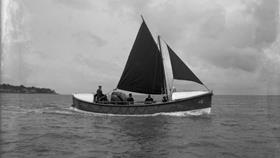 Black and white image of Youghal lifeboat, Laurana Sarah Blunt, while on trials