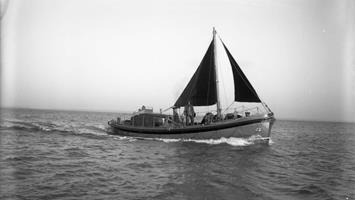 Black and white image of Howth lifeboat, R.P.L., while on trials