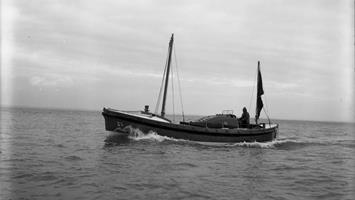 Black and white image of Boulmer lifeboat, Richard Silver Oliver, while on trials
