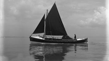 Black and white image of Teesmouth lifeboat, JW Archer, while on trials