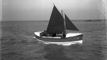 Black and white image of Kirkcudbright lifeboat, Morison Watson, while on trials