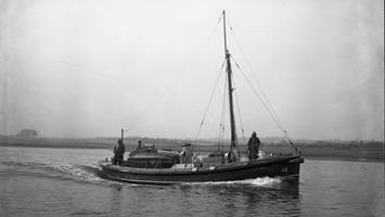 Black and white image of Lowestoft lifeboat, Michael Stephens, while on trials