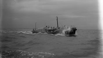 Black and white image of Margate lifeboat, North Foreland, Civil Service No.11, while on trials