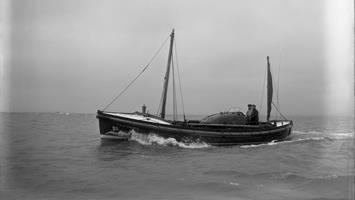 Black and white image of St Helier lifeboat, Howard D, while on trials