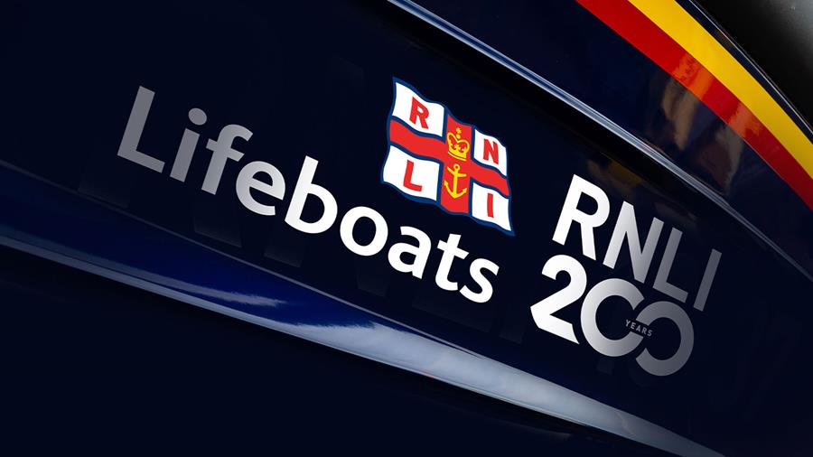 Image of RNLI Lifeboats and RNLI 200 logo on side of lifeboat