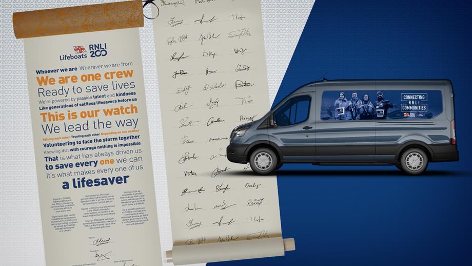 RNLI scroll and ford vehicle