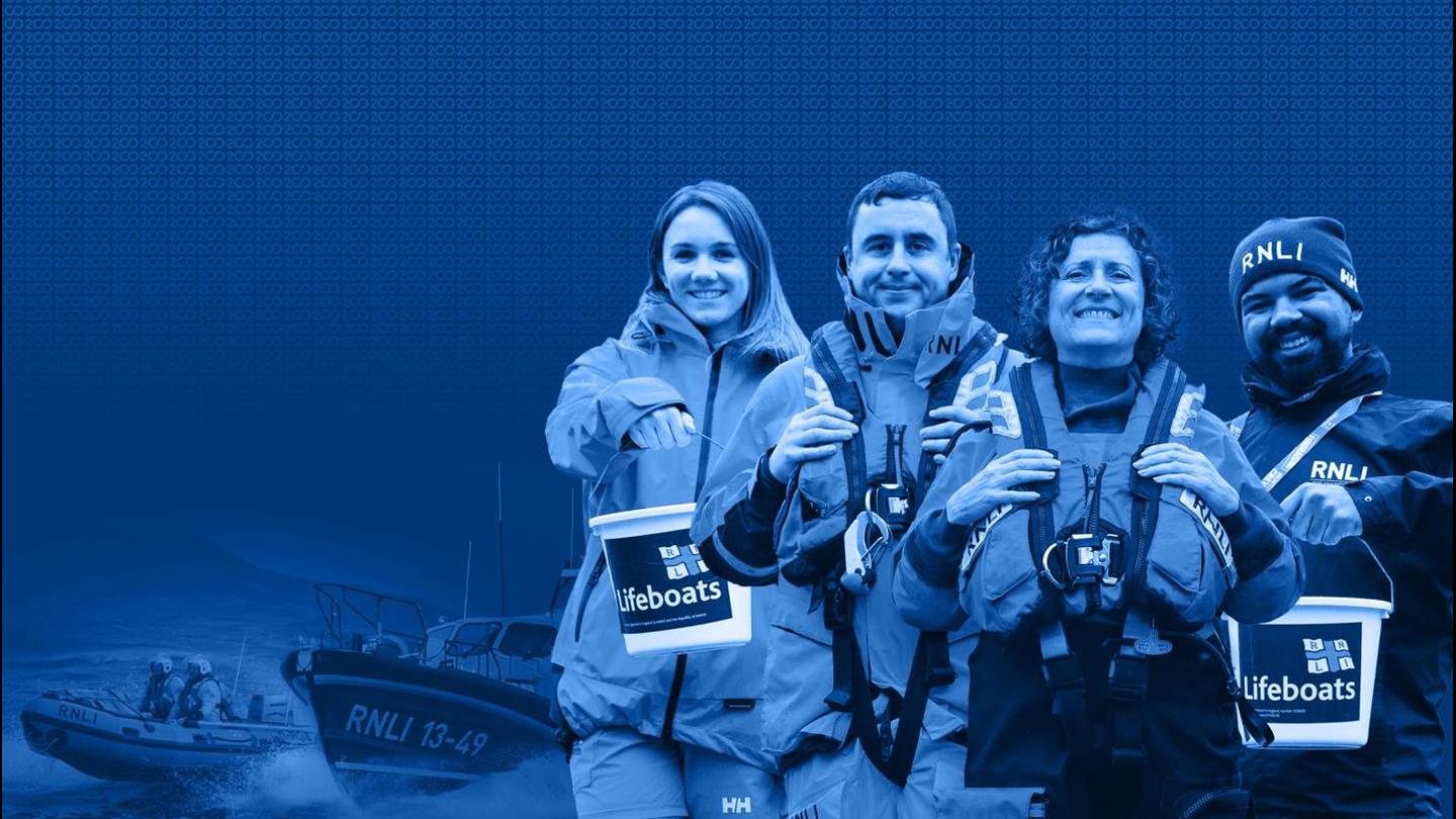 A group of volunteers wearing RNLI kit and clothing. 