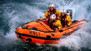 Port Isaac volunteers at sea in their D class lifeboat, Copeland Bell D-707