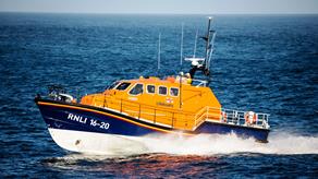 The Lizard’s Tamar class lifeboat, Rose 16-20, at sea