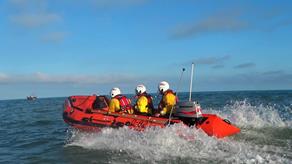 Selsey's D Class Lifeboat out at sea 