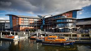 RNLI College at Holes Bay in Poole from the water