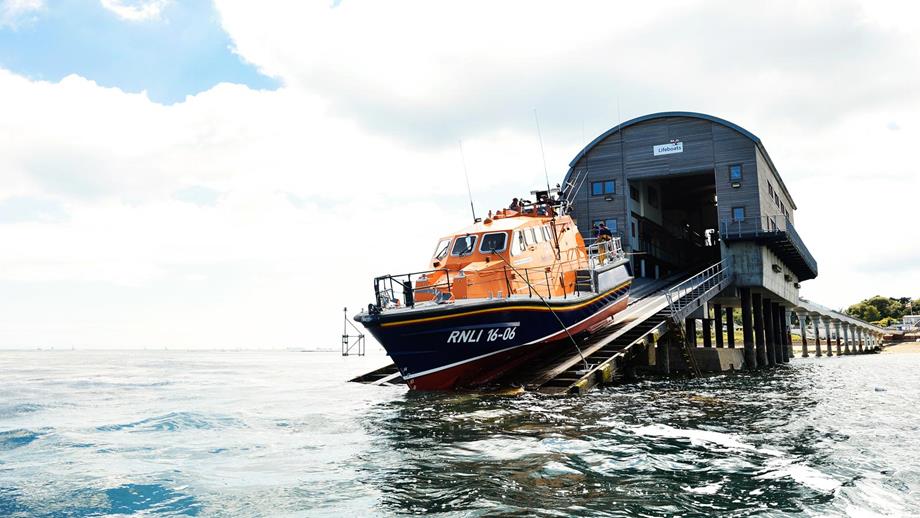 Bembridge’s Tamar class lifeboat launches for an exercise