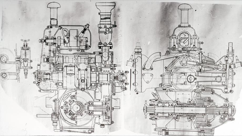 Design blueprints for the Sir William Hillary petrol engine