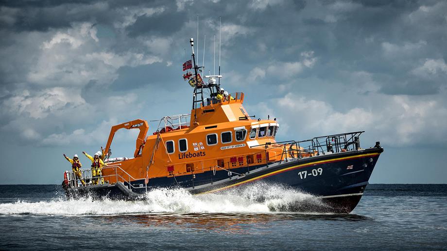 Dover’s Severn class lifeboat, City of London II, moves through the waves
