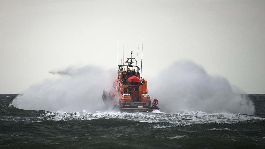 Newhaven’s all-weather lifeboat, David and Elizabeth Acland, at sea during a rough weather training exercise 