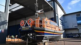 An all-weather lifeboat outside the RNLI’s All-weather Lifeboat Centre 