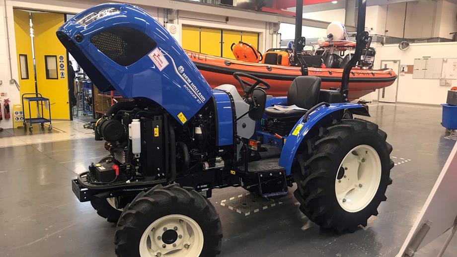 A New Holland Boomer inshore launch vehicle