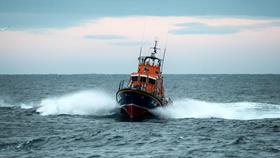 Fraserburgh RNLI’s Trent class lifeboat, Willie and May Gall, crashing through waves