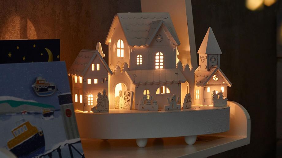 Light up house and train scene, priced £35.
