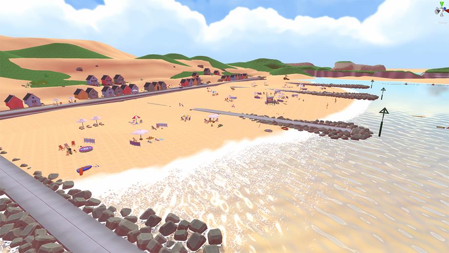 A screenshot of the beach from the RNLI’s rescue game.