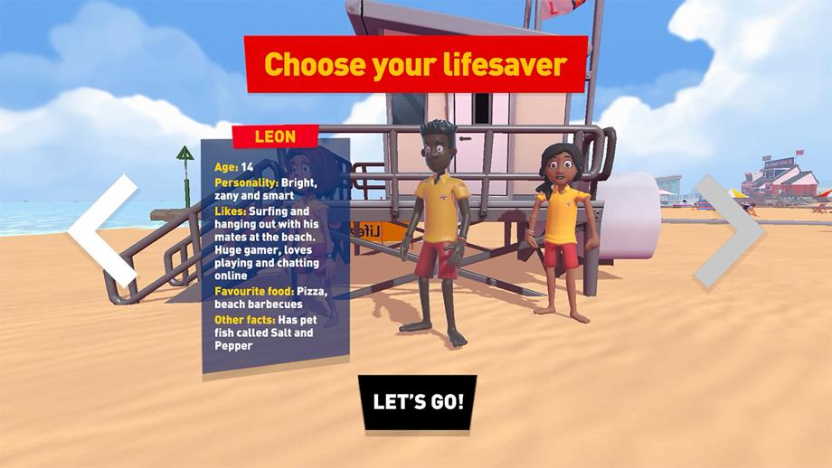 A screenshot from the RNLI’s Storm Force Rescue game that shows the characters players can choose from at the beginning of the game. 