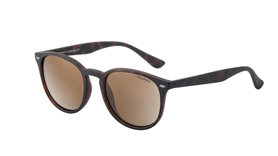 Dirty Dog Racoon sunglasses, with a brown tortoiseshell pattern frame and grey/gold lenses.