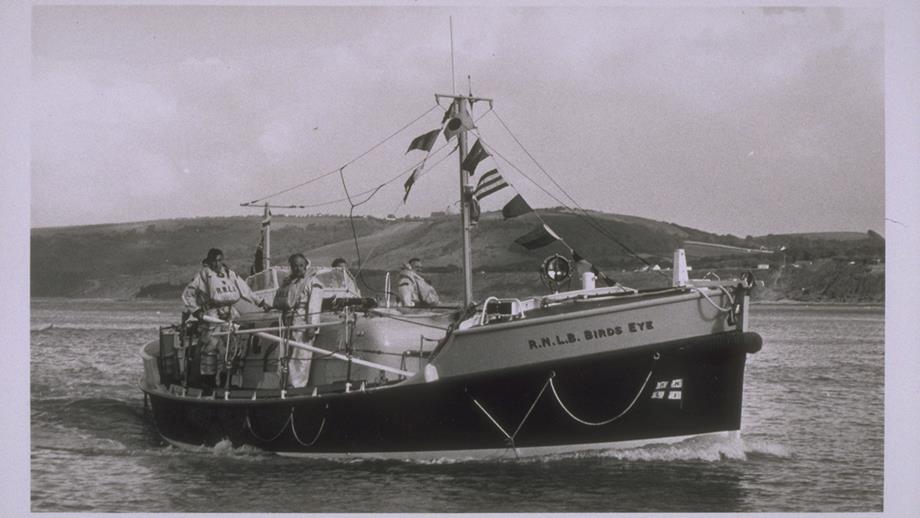 New Quay crew at sea onboard Oakley class lifeboat Birds Eye