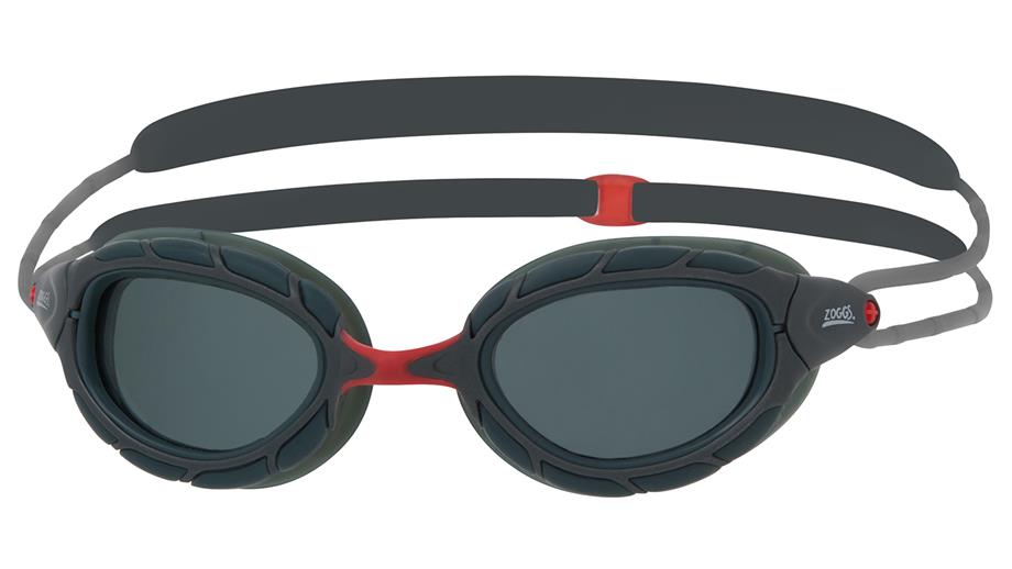 A pair of polarised anti-fog swimming goggles, in grey