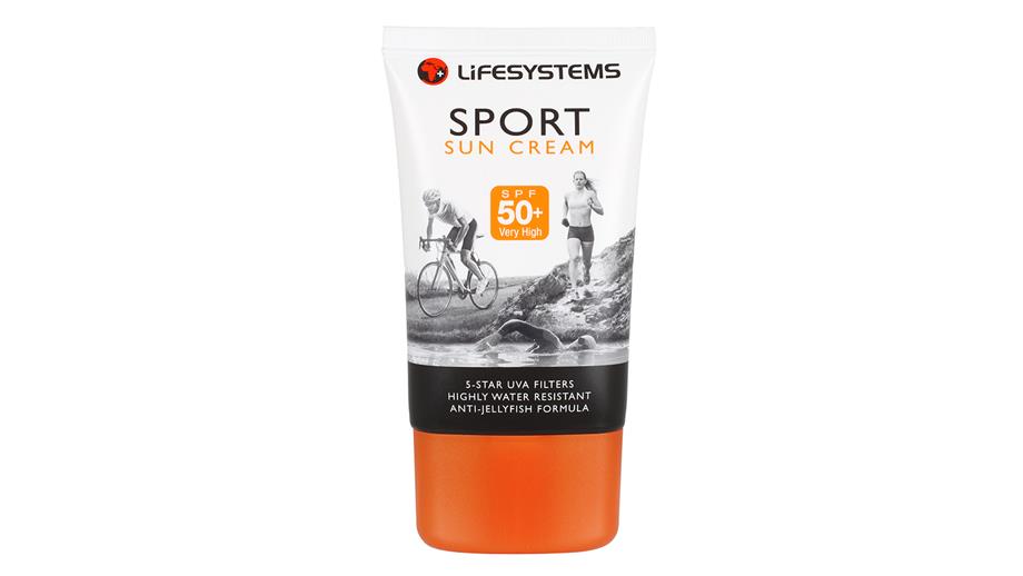 A white and orange tube of sun cream