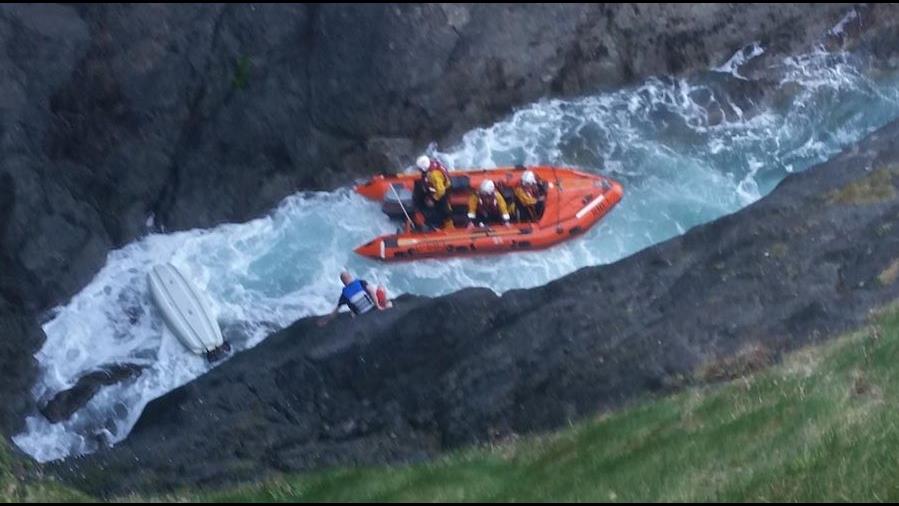Fethard lifeboat helping a dog walker in trouble