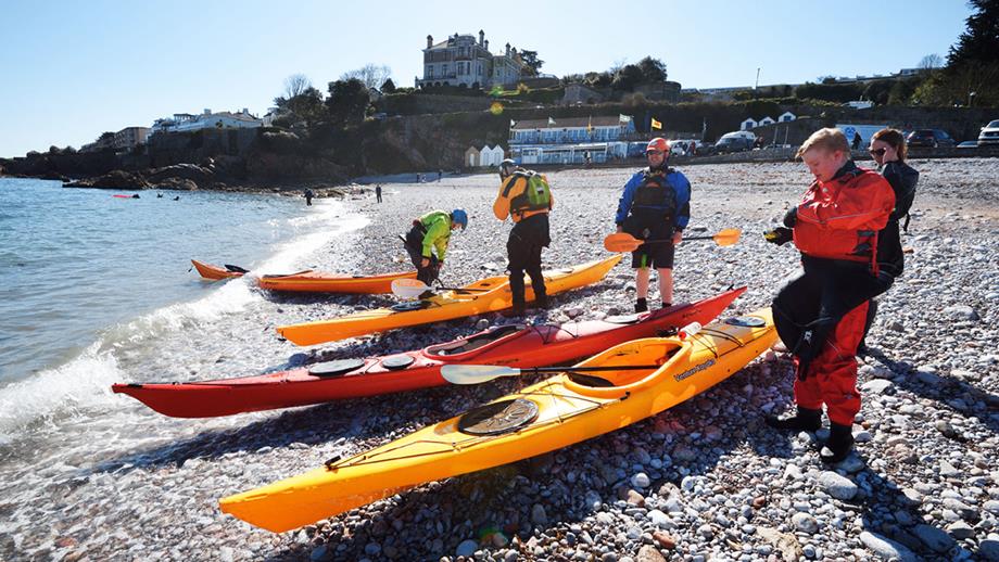 Kayaking training session on the beach