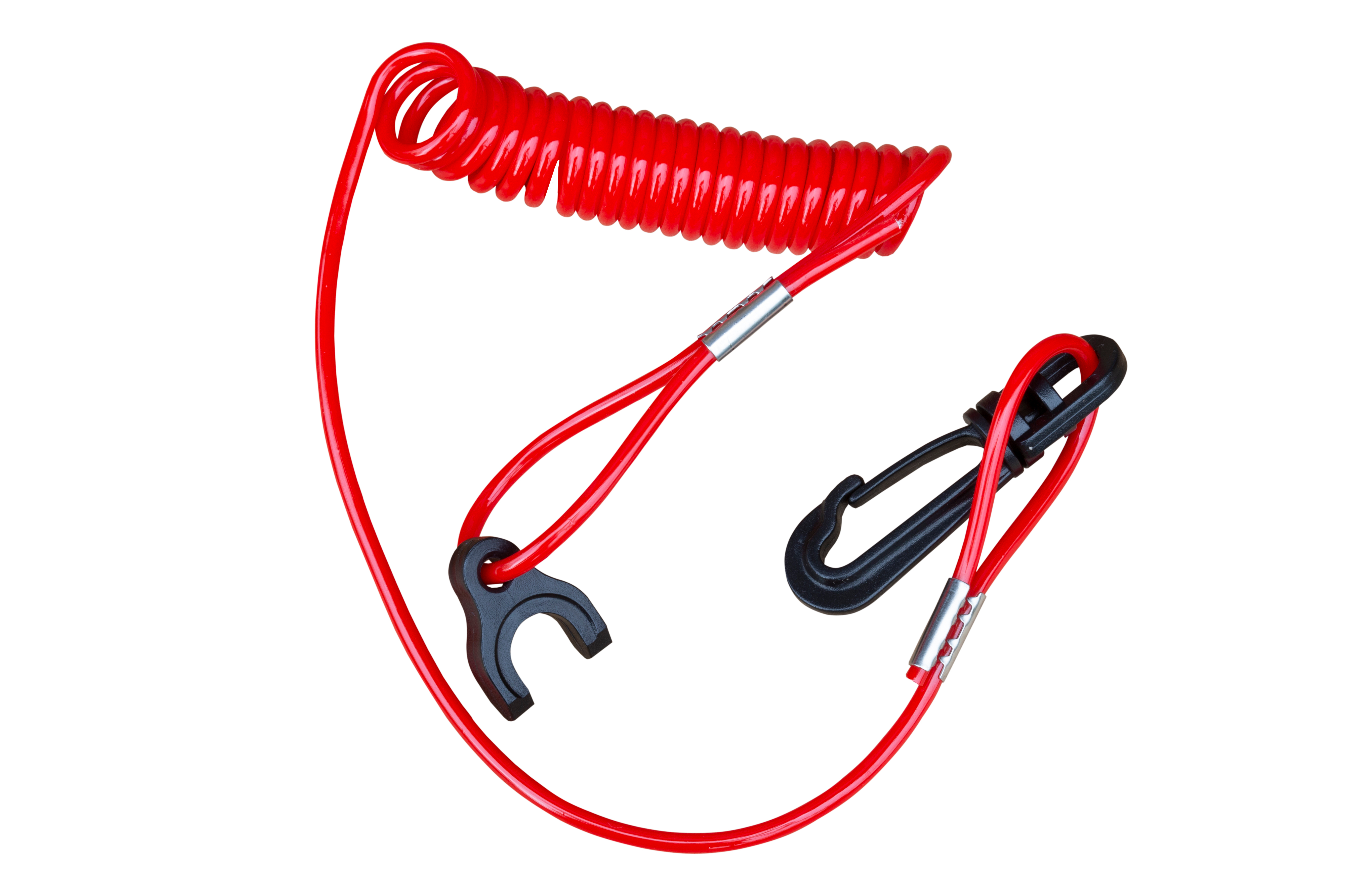 A red kill cord on a white background.
