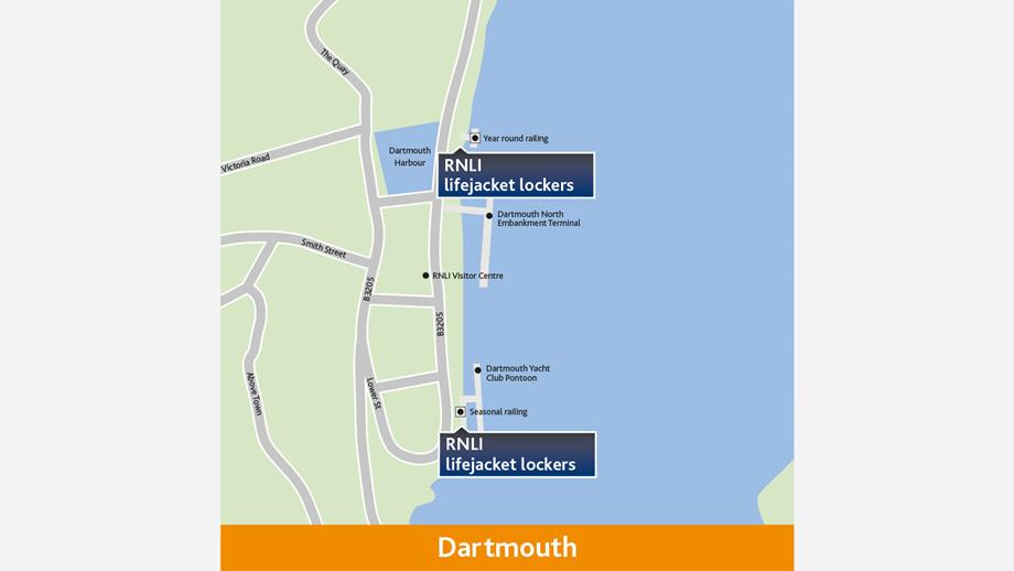 map of Dartmouth showing locker locations