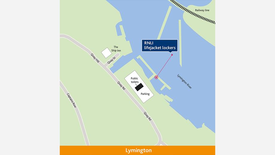 Map of Lymington to show where the lifeboat locker is