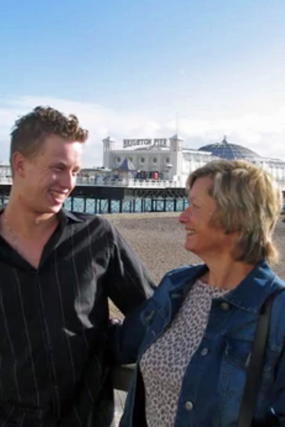 James and his mum Andrea on Brighton Beach in East Sussex