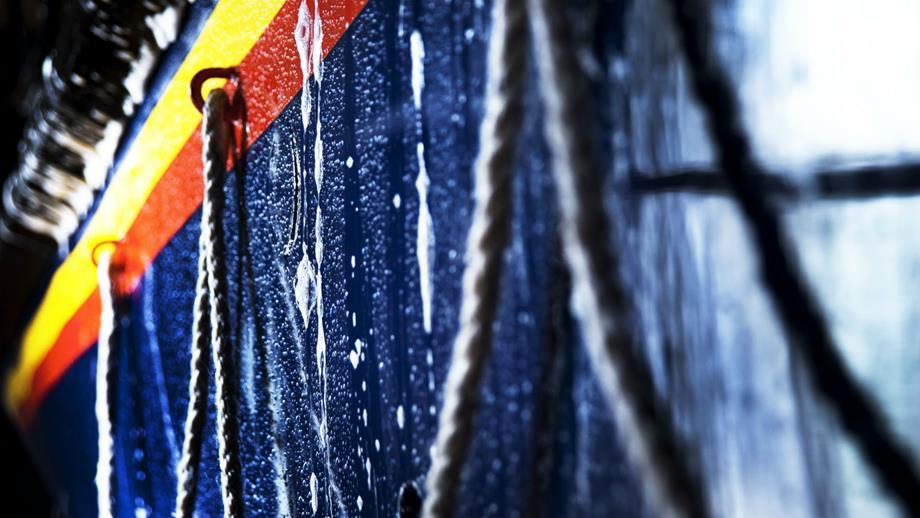 Abstract shot of Baltimore RNLI’s Tyne class lifeboat, Hilda Jarrett 47-024 , being washed
