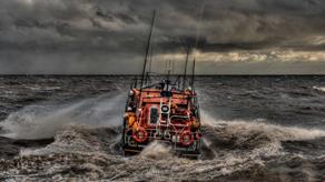 Aldeburgh RNLI’s Mersey class lifeboat, Freddie Cooper 12-34, in rough seas