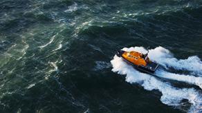 Aerial shot of Kilmore Quay RNLI’s Tamar class lifeboat, Killarney 16-18