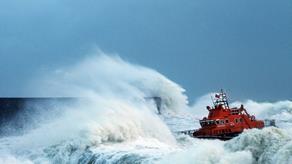 Newhaven RNLI’s Severn class lifeboat, David and  Elizabeth Acland 17-21, in stormy seas