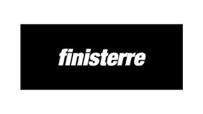 Finisterre trademark featuring the brand name in white lower-case letters on a black background