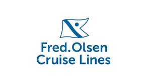 Fred. Olsen Cruise Lines trademark featuring the words Fred. Olsen Cruise Lines in mid-blue letters and the Fred. Olsen flag above them