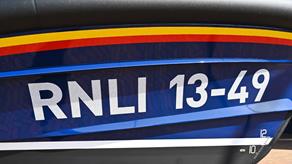 A side view of the Launch a Memory decal on the Whitby Shannon class lifeboat